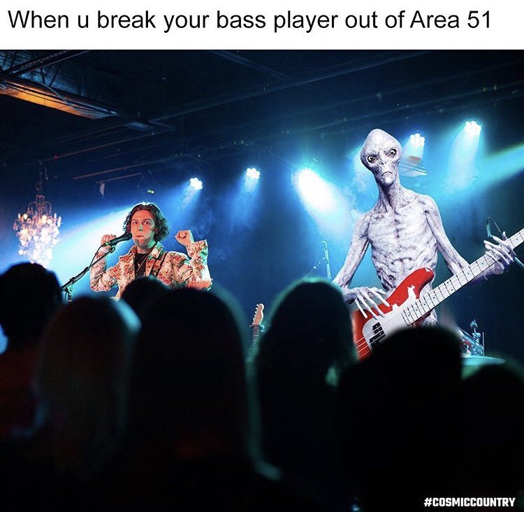 Ryan_Shook's tweet photo. When you break your bass player out of Area 51 #itme #imalien https://t.co/pGgAmPaHl9
