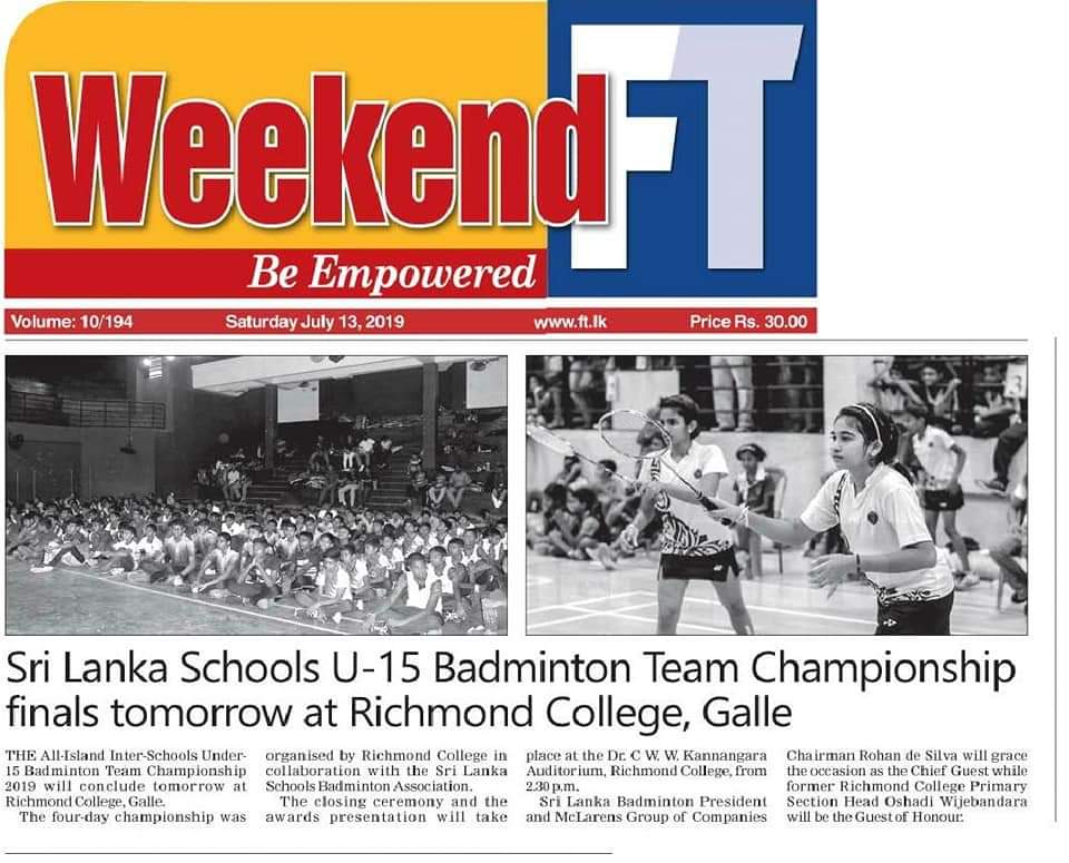SriLankaSBA's tweet photo. Under 15 All Island Sri Lanka Schools Team Badminton Championship 2019 Tournament details featured in all major newspapers in #SriLanka
#Badminton #Galle #SLSBA #U15 #LAk https://t.co/0Hgwfo5EFg