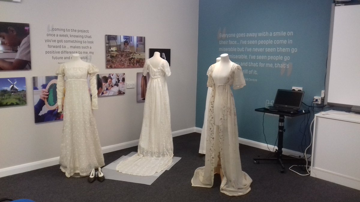 Fab opportunity to share amazing costume collection @HantsCulture with JASNA Pathfinders tour studying Northanger Abbey.  So good to be able to showcase not just Jane's pelisse, but also the type of muslins worn by Catherine Morland with a savvy audience.