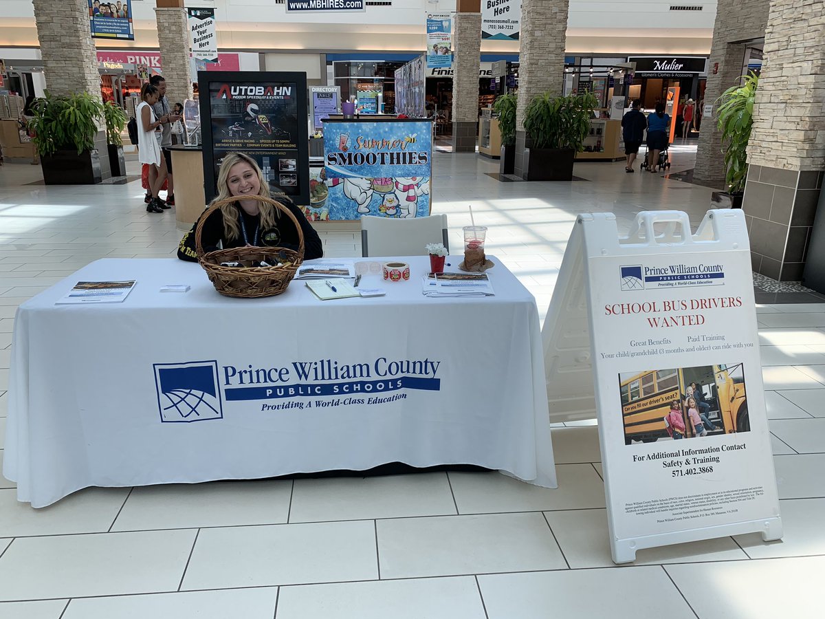 We need 🚌 school bus drivers!Come see us at Manassas Mall today. We are here until 2!