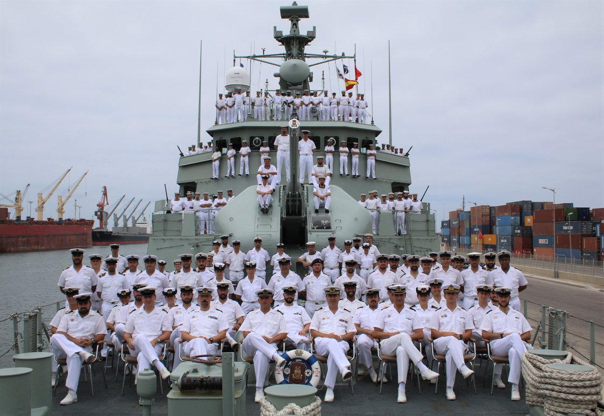 EUROMARFOR's tweet photo. Welcome back @EUROMARFOR flagship NRP Corte-Real after a long period #AtSeaForPeace enhancing readiness and cooperating with Royal Moroccan Navy.Secretary of State for National Defence Ana Santos Pinto recived them in Lisbon @MarineNationale @ItalianNavy @MarinhaPT @Armada_esp https://t.co/oIqJFOG0R6