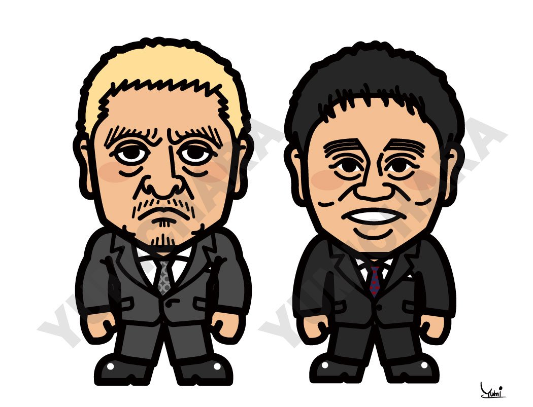 Yumi プロレスラー以外にも有名人のキャラクターもどんどん増やしていこうかな いつまでもうなだれていられないから がんばろ がんばろ 似顔絵キャラクター ダウンタウン 松本人志 浜田雅功 T Co Ka8tepc71p Twitter