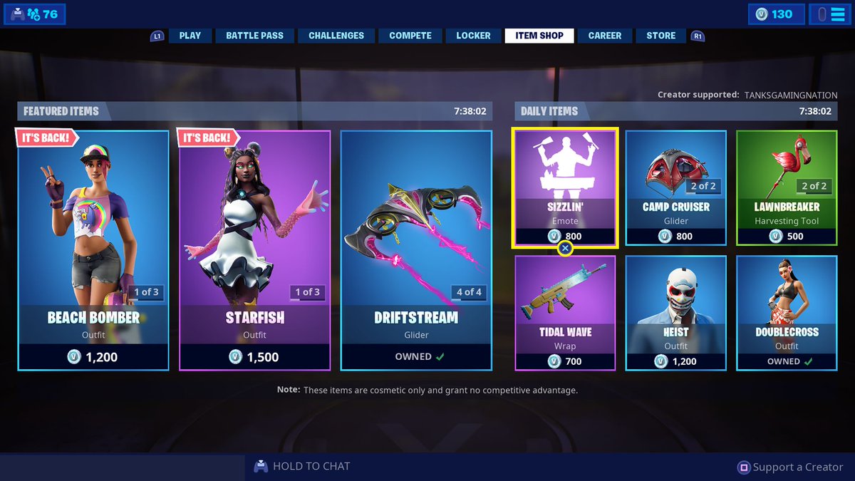 TGNTANK's tweet photo. All the #14daysofsummer skins are back in the shop today, Remember if you are going to cop any to use code TANKSGAMINGNATION, Please and Thank you. Hope you all have a great weekend. #FortniteBattleRoyale https://t.co/2DIJI8PdpD