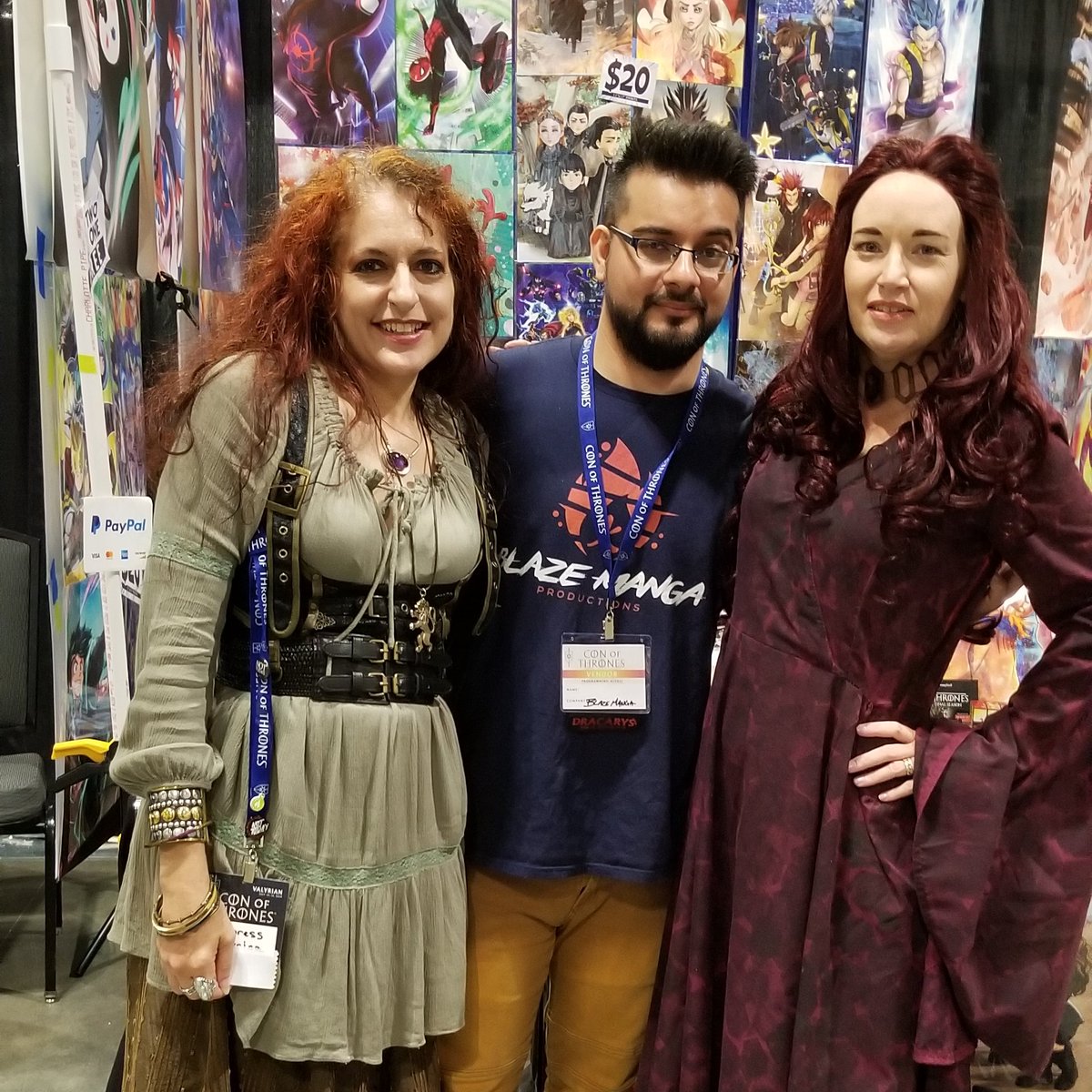 CaroleBDCDiva's tweet photo. Melissandre and the Ghost of High Heart commands you stop by @ConOfThrones Marketplace to booth A7 to learn more about Boston University @GameOfThrones Virtual Season 8 and @pedsay Blaze Manga artwork! https://t.co/Xe2U6a597k