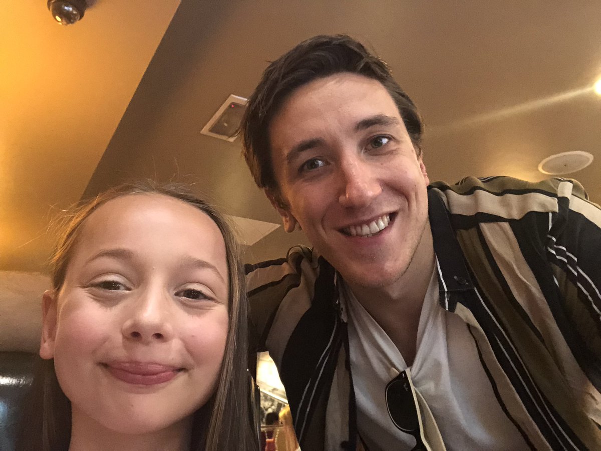 MouldsJane's tweet photo. So excited to get a photo with @RichardCarson21 before we watch Joseph @LondonPalladium. Such a nice guy 🌟👍 https://t.co/utEyuxjOHG