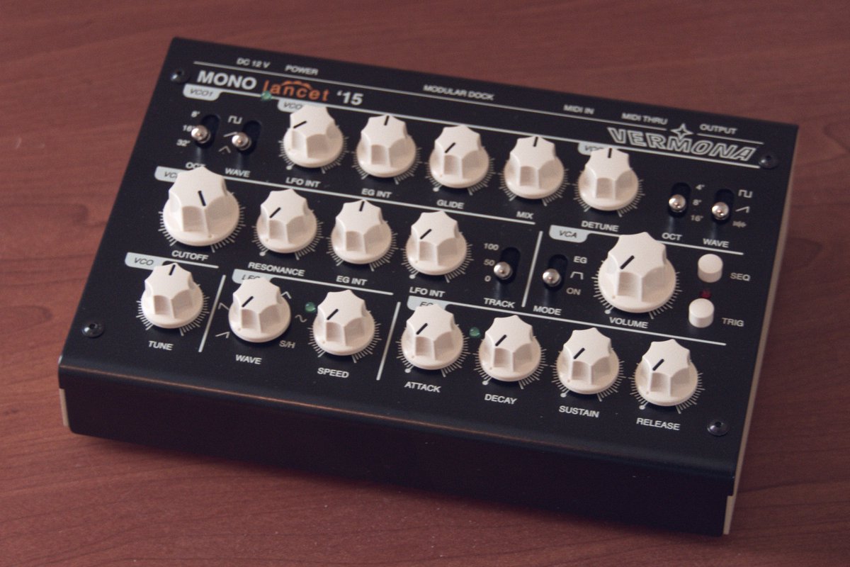 StephonStrut's tweet photo. My #MusicStudio refresh is coming to a close. However, there are still a few equipment items to be integrated, such as the newest addition: the @VermonaGear #MonoLancet15. This #Synthesizer is well-built and sounds great. It's definitely a keeper for my #MusicProduction efforts. https://t.co/KOV8q2jwlk