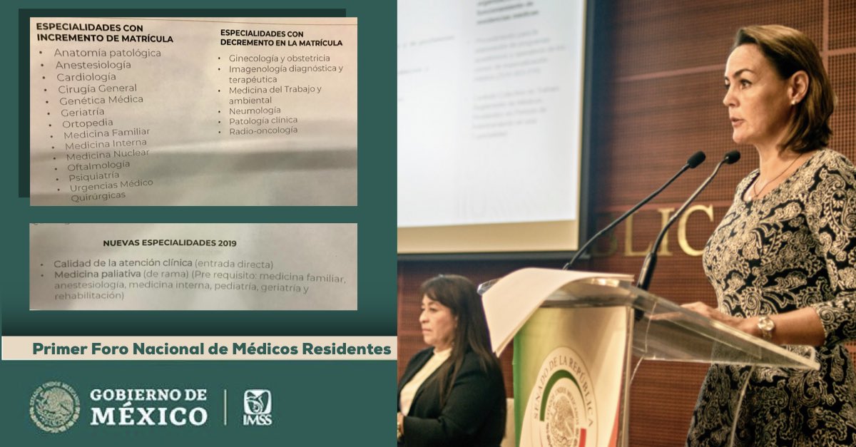 Saber_IMSS's tweet photo. Desde 2007 el #IMSS modifica anualmente su oferta educativa para residencias médicas de acuerdo a distintas variables. Al respecto, la Titular de la #UEIPS expuso las nuevas especialidades y aquellas que han tenido un incremento o decremento. https://t.co/wbxT6efWSn