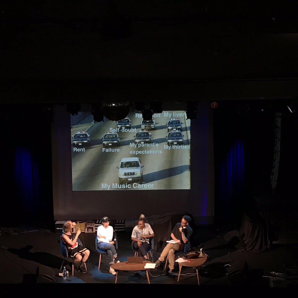 Ableton's tweet photo. Nick Hook (@nickhook): “This work every minute of every day thing is bullsh*t — take time off for yourself and you’ll come back way more productive.” Creative Strategies panel alongside @eboniesmith & @stud1nt #abletonspaces https://t.co/jQEOyDzLvQ