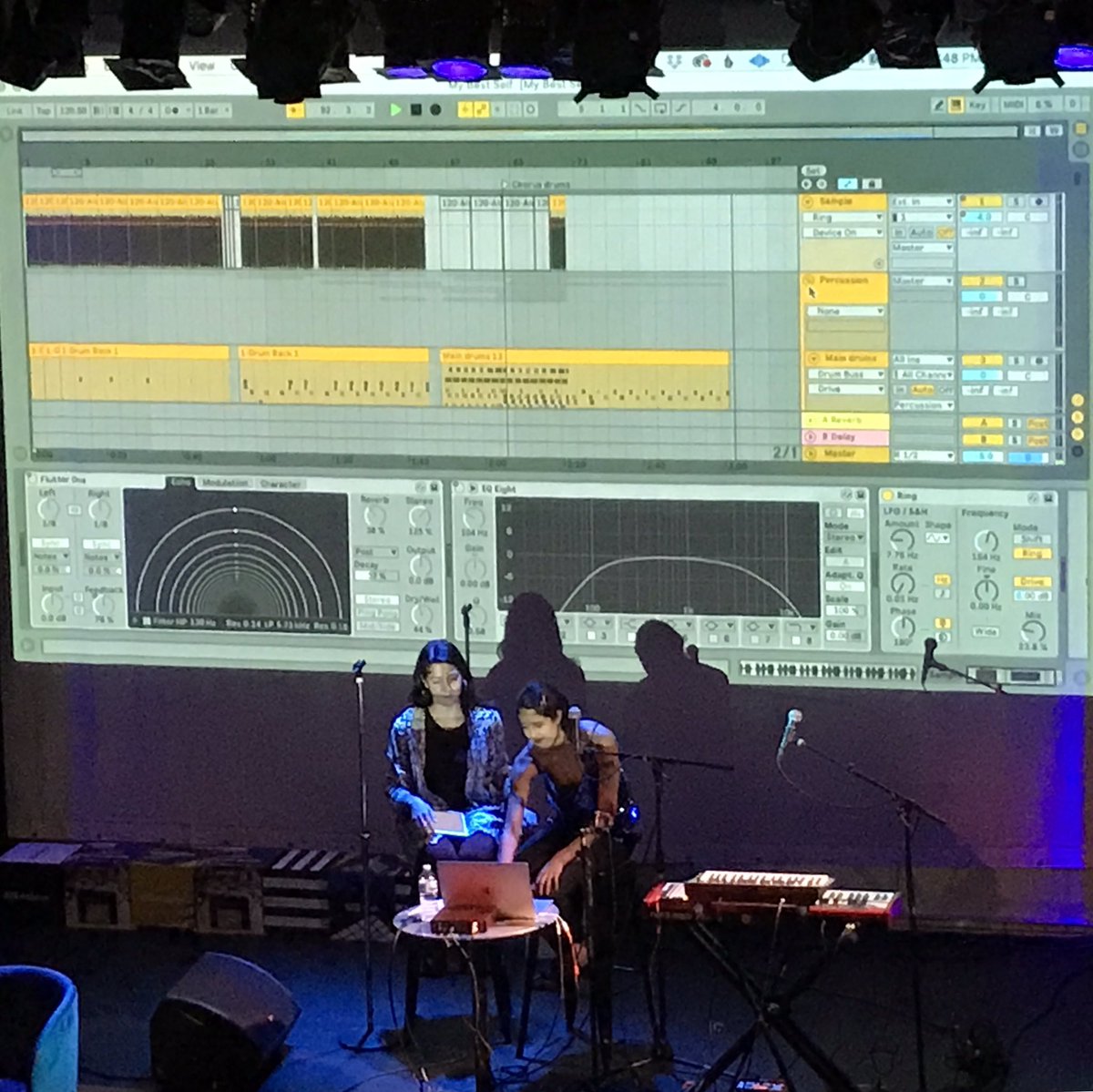 Ableton's tweet photo. Half Waif (@HalfWaif) talks about treating and reusing her vocals in various ways to paint different aspects of the story #abletonspaces https://t.co/XgHmkywjZw