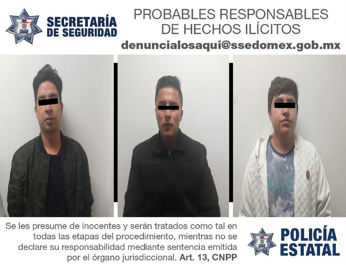 SS_Edomex's tweet photo. En #NicolásRomero, elementos de la @SS_Edomex, #UATO de Tlalnepantla y Policías Municipales detuvieron a tres probables integrantes de un grupo delictivo dedicado al robo de vehículos. Fueron trasladados ante la autoridad ministerial para determinar su situación jurídica https://t.co/FqeRfP0A0r