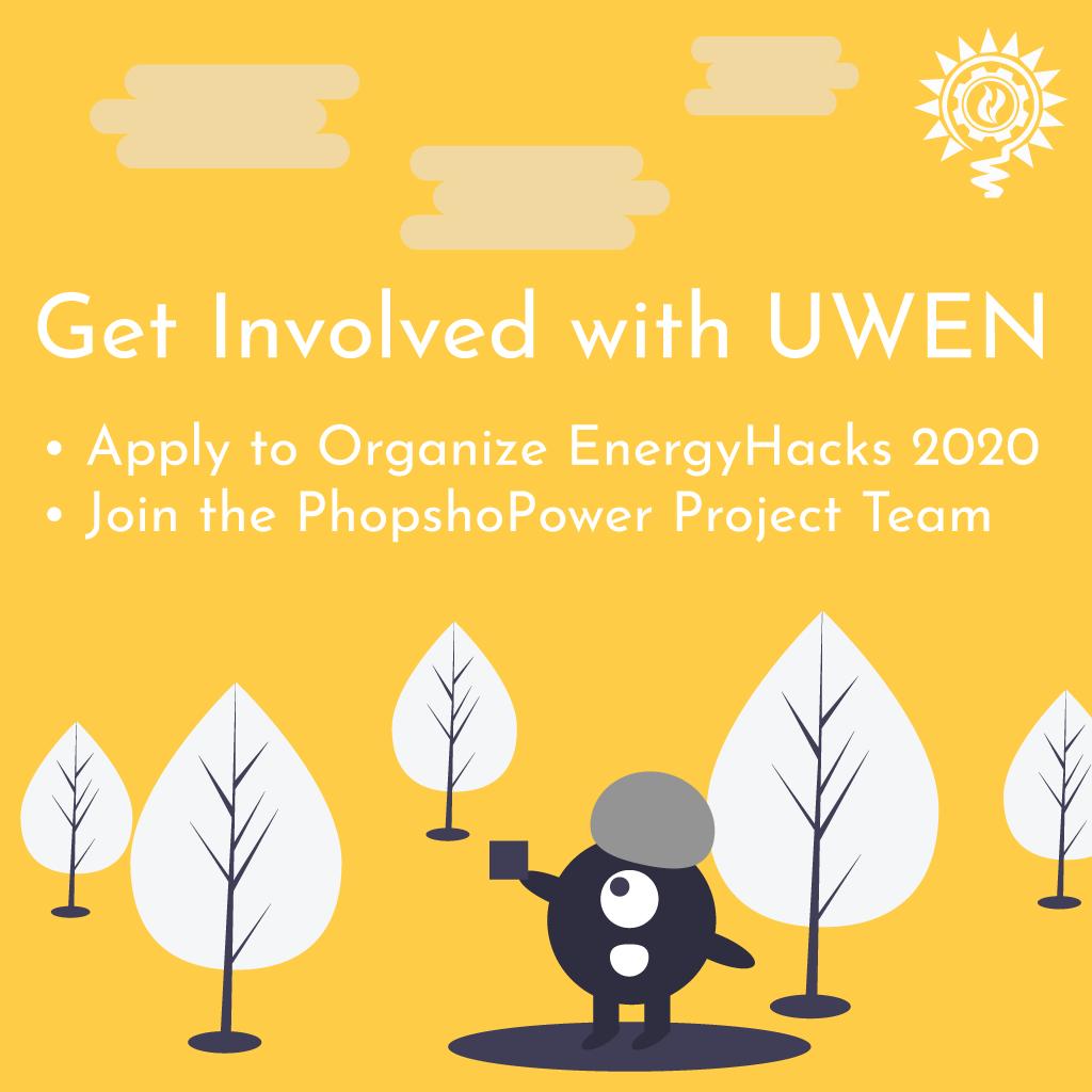 uwaterlooenergy's tweet photo. Get Involved with UWEN ⚡

EnergyHacks2020 - Apply for a leadership role for next year's hackathon!
https://t.co/Q2utfU2QhQ

Phospho Power Project - Join us and @PhosphoPower to help bring renewable energy generation/storage development to UW's campus!
https://t.co/VtOuCUT8ae https://t.co/fnhuoVIyLw