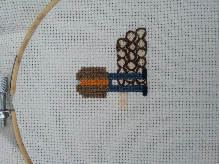 STown_stitches's tweet photo. Here's a progress shot of a portrait I started recently. So far, we have a headless person and part of a log pile. #crafturday #craftbuzz #crossstitch #stitchpeople #crossstitchpeople #stitchportrait #crafty #handmade https://t.co/gMbaJQ9B6k