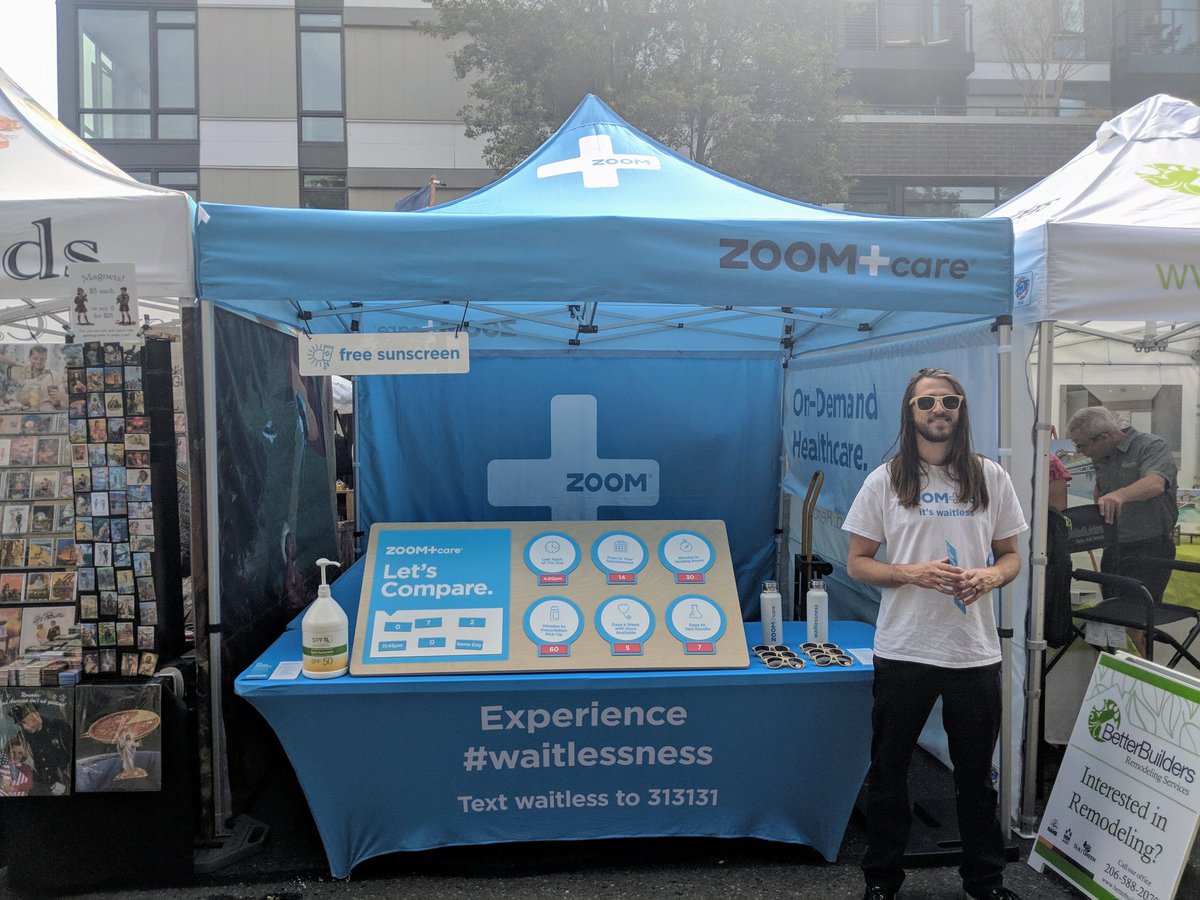 zoomcare's tweet photo. Day 2 at @WSJA's #summerfest. Grab some sunscreen, some fun summer swag, and learn how ZOOM+Care is bringing on-demand healthcare to West Seattle. #waitlessness https://t.co/viQbltc4e4
