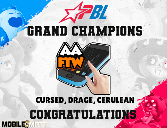 Presenting your PBL S3 GRAND CHAMPIONS 👑 AA FTW! 
🌟<a href="/Cursed_BS/">Cursed🥀</a> 
🌟<a href="/DrageBS/">Drage</a> 
🌟<a href="/CeruleanBS/">Cerulean</a> 
🌟<a href="/Ark_BrawlStars/">Ark</a> 
🌟<a href="/AambakkBS/">aambakk</a> 
🌟<a href="/Sp1derBS/">Sp1der</a>