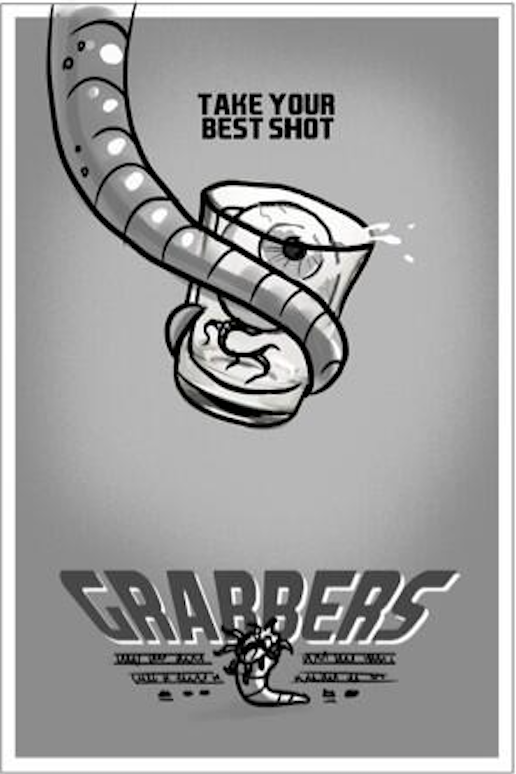 Two great sketched poster designs by <a href="/GhoulishGary/">Gary Pullin</a> for Grabbers US release. Love these.