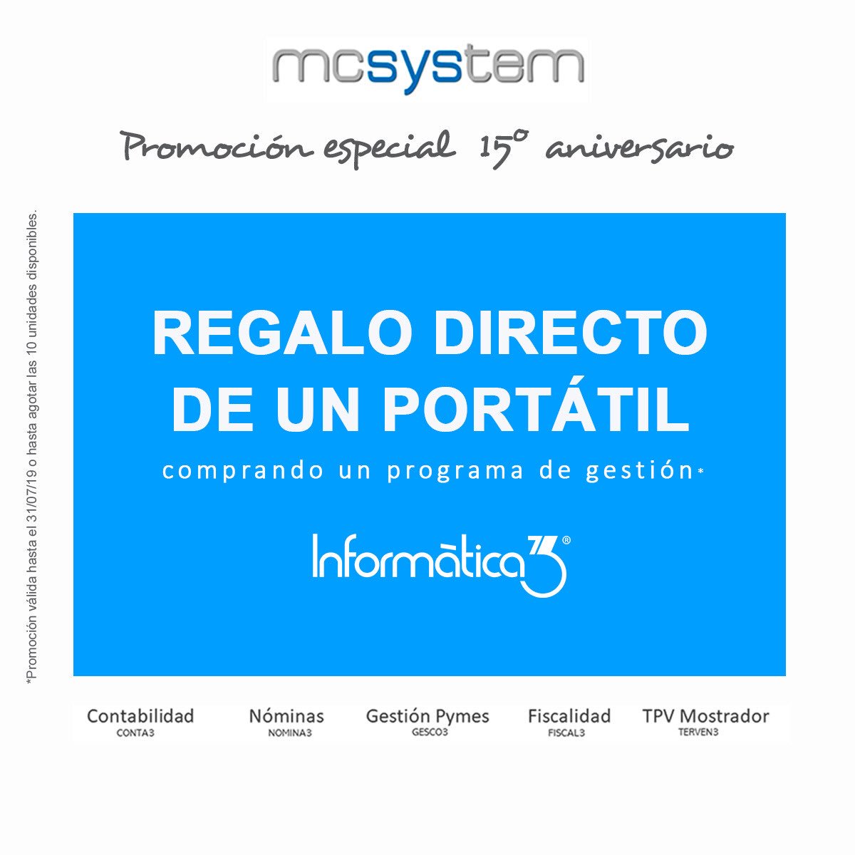 mc_system's tweet photo. ¿Un portátil gratis por tu programa de gestión? 🤔 ¡Venga! #SinSorteo #Empresas #Autonomos #Pymes #España #Zaragoza #Barbastro #Informática3 https://t.co/DNFBvAqRdp
