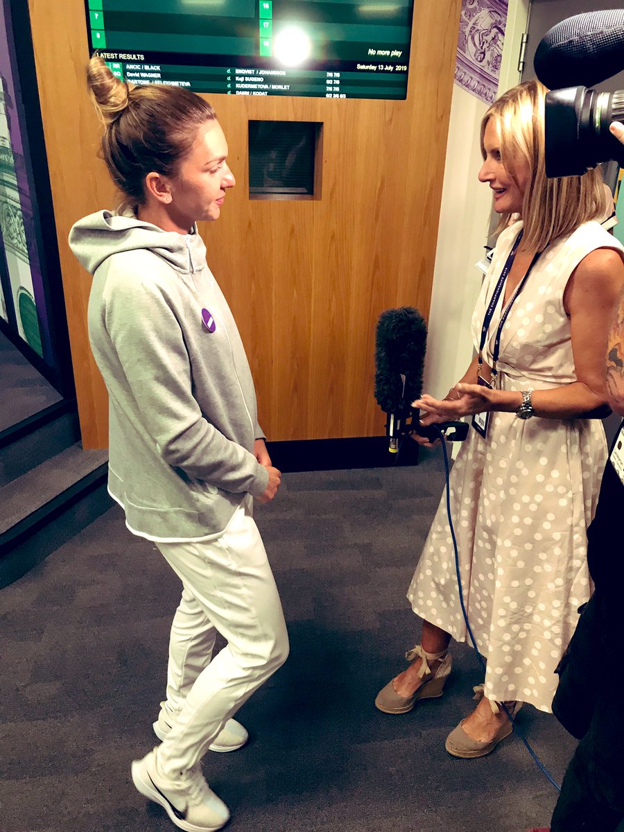 SkyJacquie's tweet photo. Well done @Simona_Halep incredible performance in @Wimbledon final ‘lights out’ tennis from start to finish 💥💥💥🇹🇩🇹🇩💣💣 👏👏👏#wimbledonchampion #dreamperformance #1stRomanian #mediaduties https://t.co/5Bo028zMrD