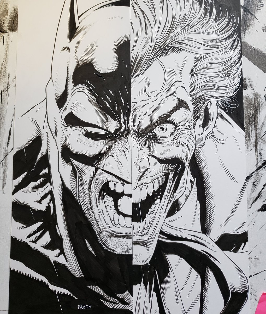 photo Batman And Joker Half Face Drawing half batman half joker commission for