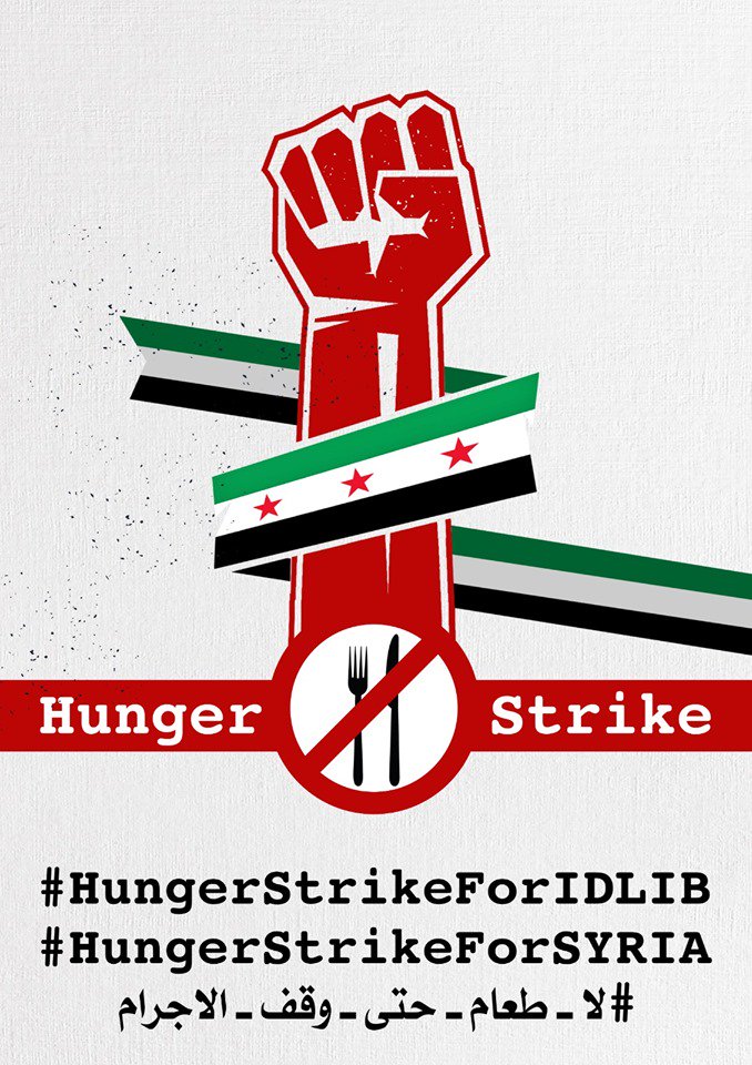 asaadhanna's tweet photo. Group of activists, refugees, Syria watcher started a #HungerStrikeForIdlib, they said No more food, until stopping the crimes, that's all to stop the aggressive attacks on the civilians in #Idlib.
Idlib has about 4 minion people who are under Assad/Russia air strikes. https://t.co/e43Rqbqzcv