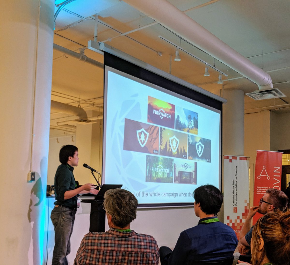 Mo_Art5's tweet photo. @Derek_Lieu on crafting trailers! Fun fact, he made our launch trailer for #Anamorphine. #DISCOmtl2019 https://t.co/J2Slg1FZpw