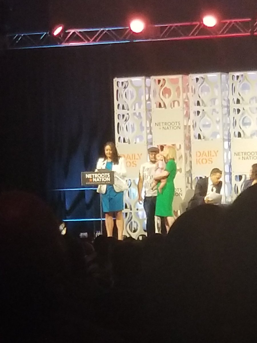 TrueNkenge's tweet photo. #KirstenGillibrand is delivering strong messages from the #NN19 stage today. Plus, she asked to hold this cute baby while mom asked a serious q.
"The only experience that many children are having in the U.S. is one of incarceration," she said of kids being held in ICE facilities. https://t.co/Q5iDBBQu9j