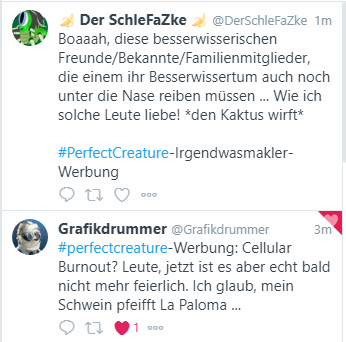 DerSchleFaZke's tweet photo. Ich glaube, heute lieben wir beide die Werbung besonders 😂
#PerfectCreature https://t.co/DaLbud53ok