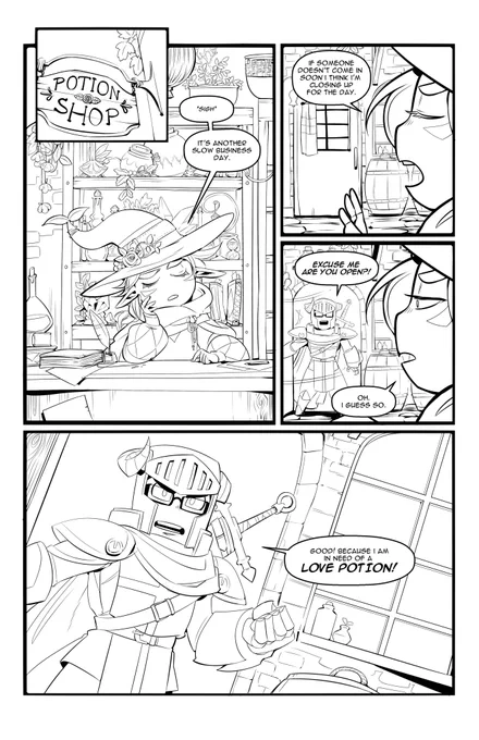 Of course after I post this version I find more pages hidden away in my emails!

Here are the lines plus the rough text I had done for it.
I actually kind of prefer the line art, though that's how it is for most of my art. 