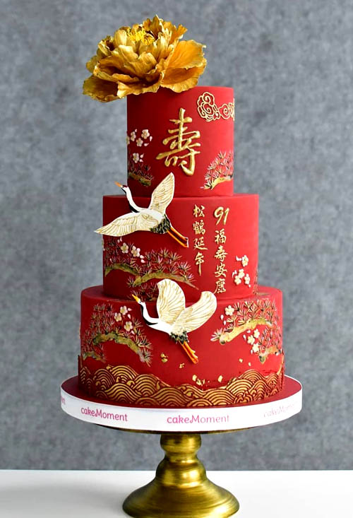 All Things Chinese ×'×˜×•×•×™×˜×¨ A Chinese Style Birthday Cake With Peaches And A Message Sign May You Live As Long As Mt Zhongnan Peach In Chinese Culture Symbolizes Longevity And Mt Zhongnan In