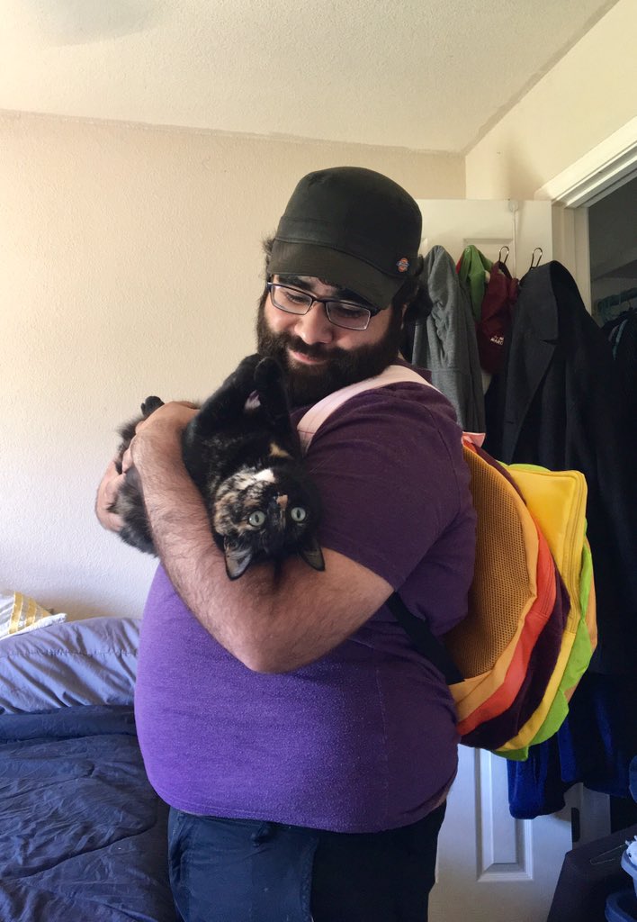FieryBiscuts's tweet photo. My friend that drew my fursona made me realize that I had yet to show my cheeseburger backpack so I snapped a few pictures an’ even got Clementine in on one of ‘em. :3 https://t.co/4YFSF68UFv