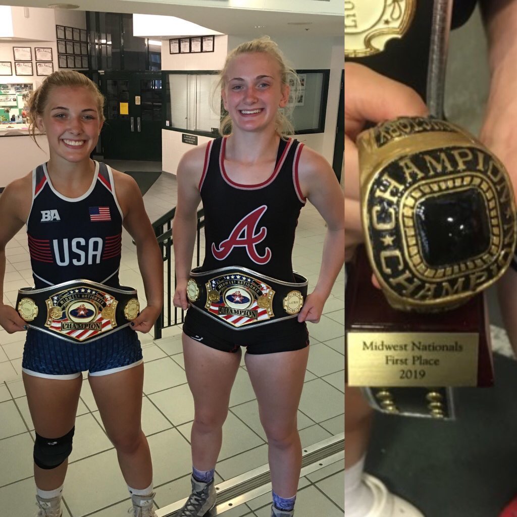 IAwrestle's tweet photo. Tateum and Sydney Park won Midwest Nationals titles today. They also signed up as a team and brought home the team title as well! 🏅 🏅 🏆 https://t.co/vlPZLQqgaK