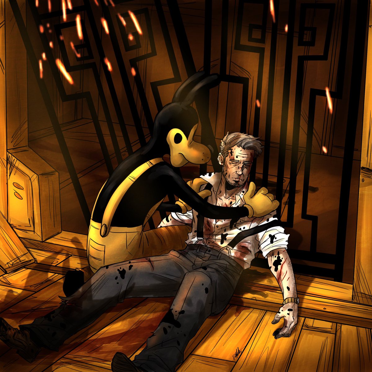 Once you’re dead!"The_Ink_Demonth day 13: Pain BENDY BATIM Bendy_a...