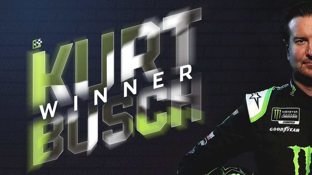 NASCAR's tweet photo. CHECKERED FLAG: What. A. Finish! 

@KurtBusch edges his brother @KyleBusch at the line to WIN at @KySpeedway! 

Results: https://t.co/DK0NcRzLke https://t.co/mMwzhcI614