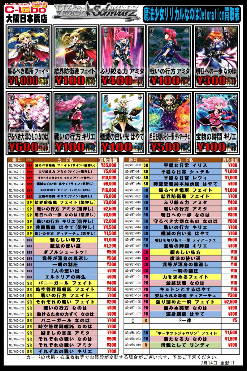 ヴァイスシュヴァルツ】魔法少女リリカルなのは Detonation買取 ヴァイスシュヴァルツ】魔法少女リリカルなのは Detonation買取