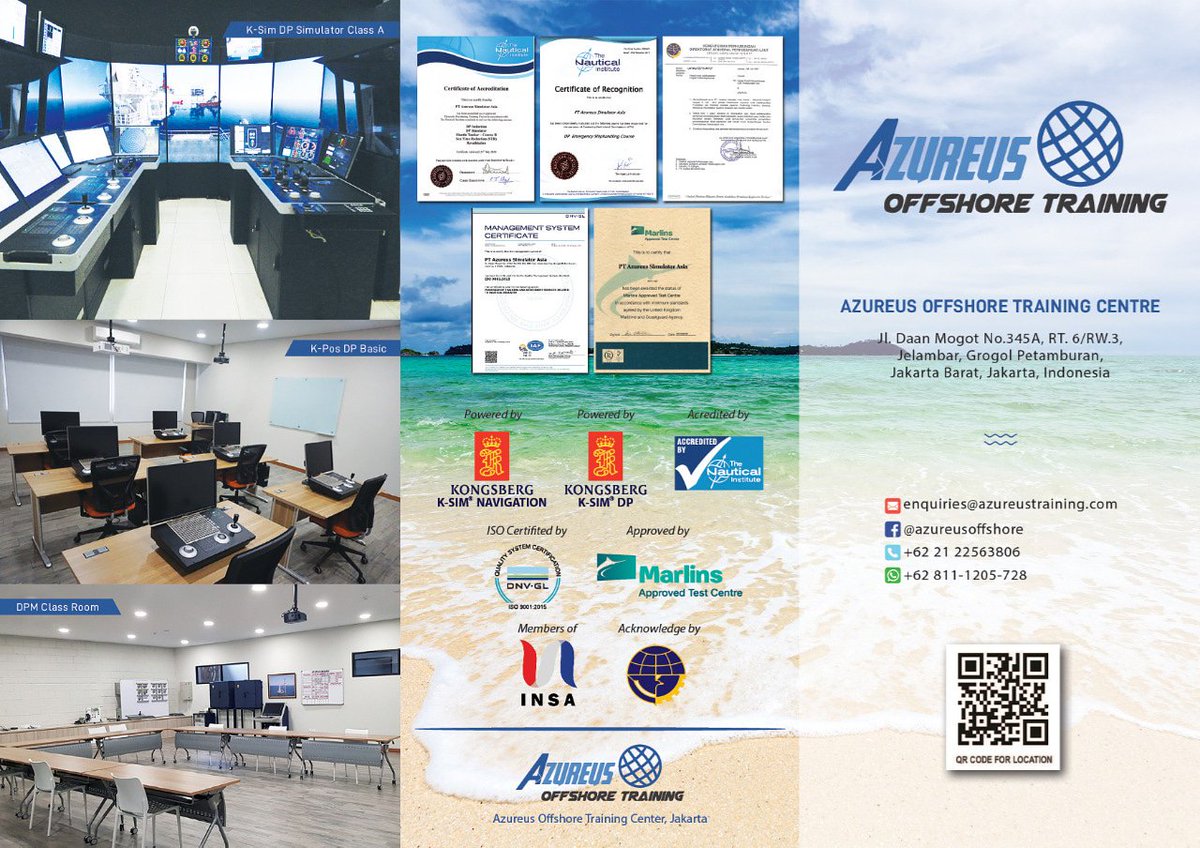 AzureuzOTC's tweet photo. .
Azureus Offshore Training Centre, the first Training Centre in Indonesia which provides Kongsberg K-Sim Navigation, Offshore and DP Simulator Class ‘A’ which is available at Jl. Daan Mogot No. 345A, West Jakarta.
Website: https://t.co/Aocc37yiRE
#azureusoffshoretrainingcentre https://t.co/2jrB4D6zk1