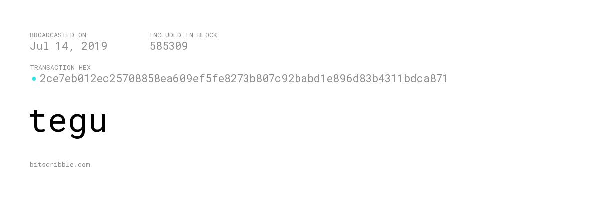 bitscribble_btc's tweet photo. tegu 

— Jul 14, 2019

https://t.co/8BhgPOhlAL https://t.co/6sP7ru26dD