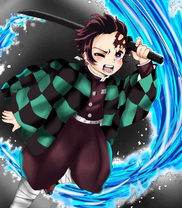 こぐまろうさんがTwitterに投稿した竈門炭治郎(鬼滅の刃)のイラスト。