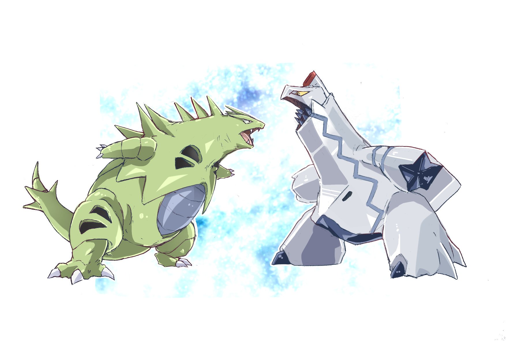 コウ Ar Twitter 威嚇しあう バンギラスとジュラルドン