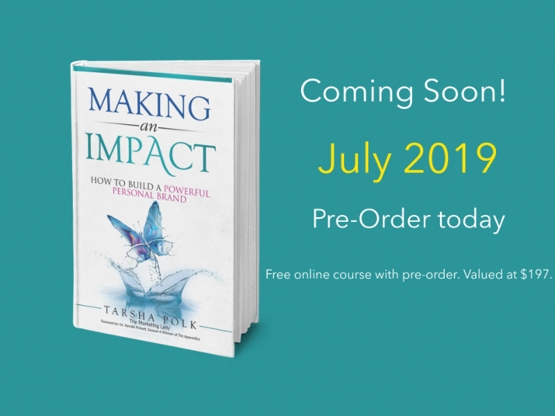 tmarketinglady's tweet photo. 12 more days before the release of Making an Impact: How to Build a Powerful Personal Brand. Chapter 1 - Brand Destiny. When you are confident in
your personal brand and clear on the value you add, there are unlimited
possibilities. #MakinganImpactTheBook https://t.co/VMoJEWq3oy https://t.co/O3pKahdEAK