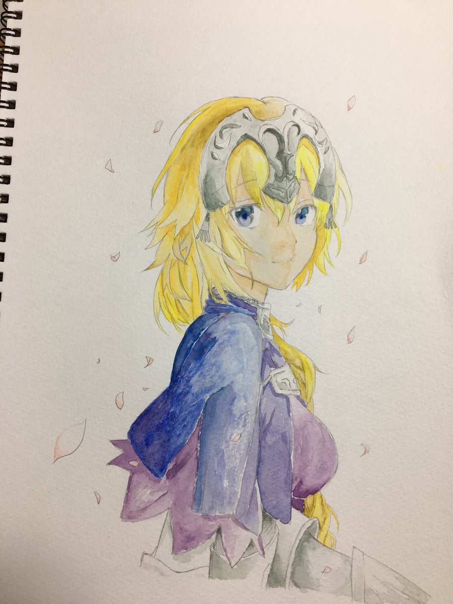 Fgo Fgoのジャンヌダルクの模写を色塗りしたけど 水つけすぎて顔が禿げた 服の色なく リンリン 絵描き垢のイラスト