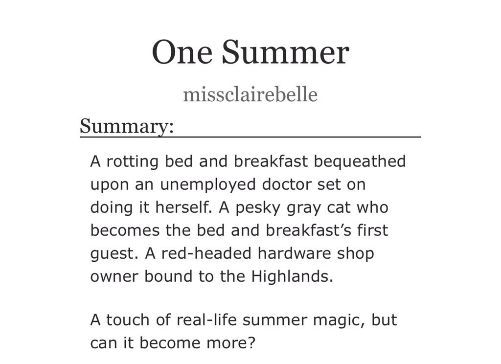One Summer fic thread There only one chapter up so far but Katy wrote it so I have to start it ASAP  also it just sounds REALLY goodLink: https://archiveofourown.org/works/19789798/chapters/46850848