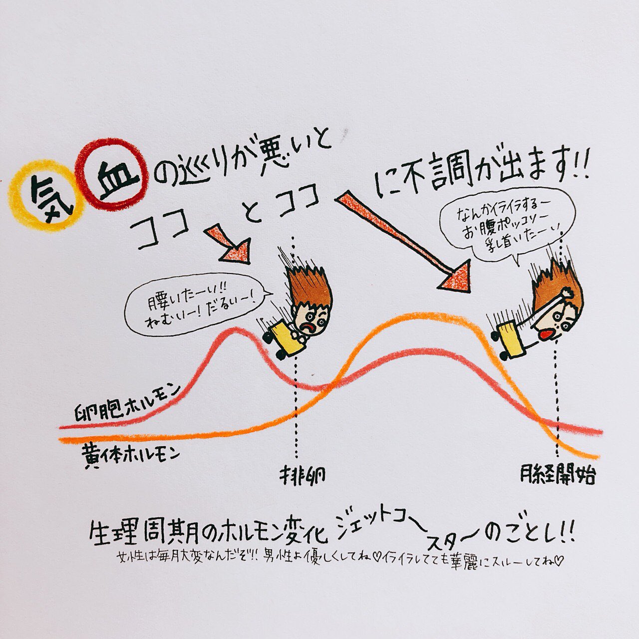 妊活姉妹 女性は毎月大変 排卵期 と 生理前 の不調は 気血の巡りが悪い という体からのメッセージ 気血の巡りがスムーズになると ホルモン変化にも楽々対応できる イライラ クヨクヨ 鬱々してしまうのは 性格が悪いのではない 体質が