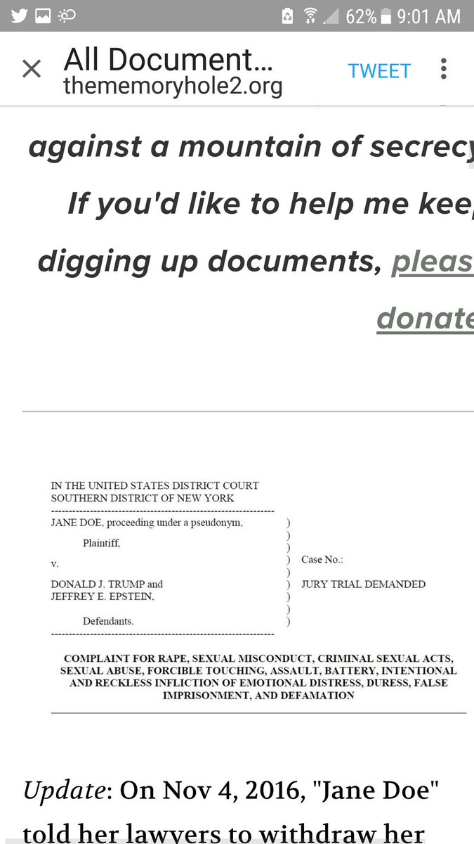Simpson9Lyn's tweet photo. @KathyMc14132509 @AmericaOnTheMo1 @thetruthbehold1 @JonLionFineArt @HillaryClinton These are the papers, her family dropped the case because they were threatened, she has been interviewed on tv just recently! KATIE JOHNSON! https://t.co/1uhaBxAj0U