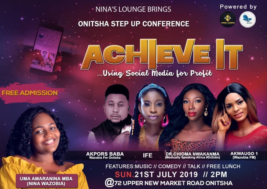 DrZobo's tweet photo. Today, I will be speaking at the #StepUpConference Onitsha organized by Ninaโs Lounge, and hosted by @Ninawazobia of @WazobiaOnitsha.
Theme: ACHIEVE IT... using social media for profit!
Ndi beanyi Bia ka unu nuru uzo ozo esi akpata ego.
Ego Amaka ๐ ๐๐ฝ
Glad to be here https://t.co/gQlsWhuBXo