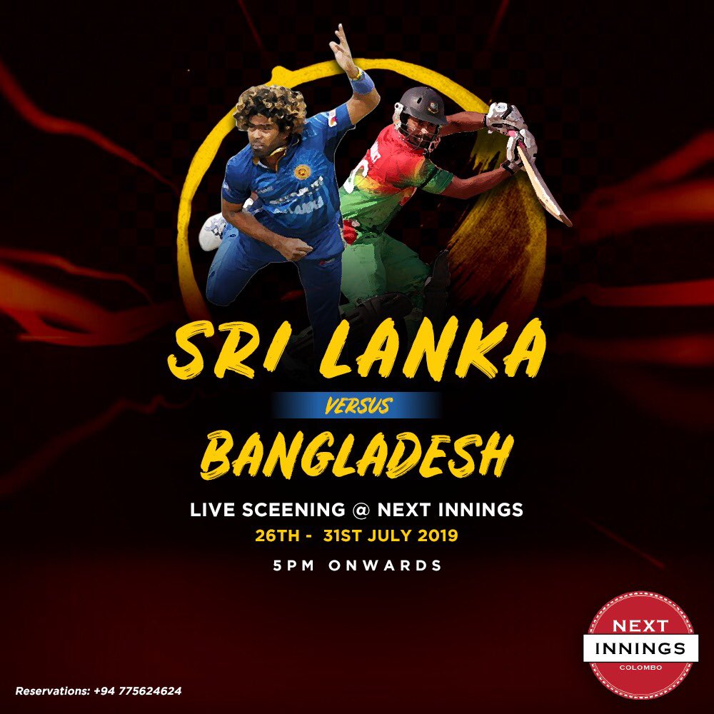 nextinnings's tweet photo. Cricket fever continues as the Bangladesh tour in Sri Lanka kicks off! Drop in at Next Innings and catch the action live on our 14 video walls and 75inch surround screens!
Inbox us for reservations.
#NextInnings #OldDutchHospital #Colombo #SriLanka #Sports #Cricket #SportsLounge https://t.co/ECXfQuJScc