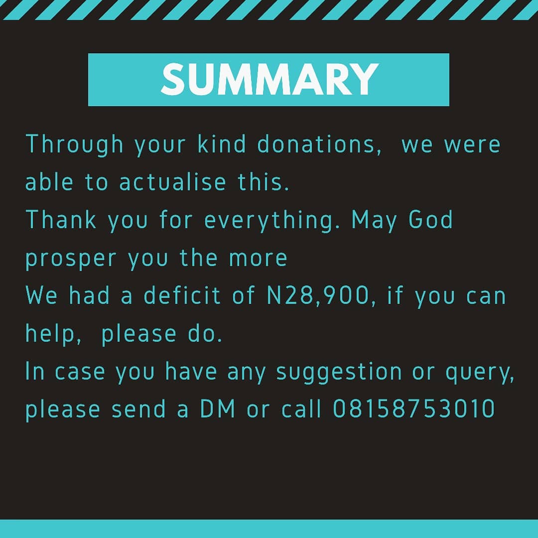 MyGbagada's tweet photo. Happy Sunday to you friends.
Trust the weekend is going smoothly.
We thank you all for the donation for #REPPS2, the project was a reality because of you. May God reward you too.
We had a deficit of N28,900, please help us if you can. https://t.co/O2ZyXUwAGO