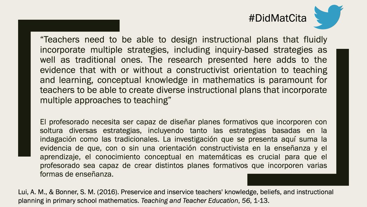 ljrguezmuniz's tweet photo. Estoy leyendo últimamente sobre estilos de enseñanza y aprendizaje de la matemática y no me resisto a esta #DidMatCita #MathEduc sobre la importancia del conocimiento conceptual más allá de los estilos, o, mejor, integrando los estilos https://t.co/7Tt3KwfkRS