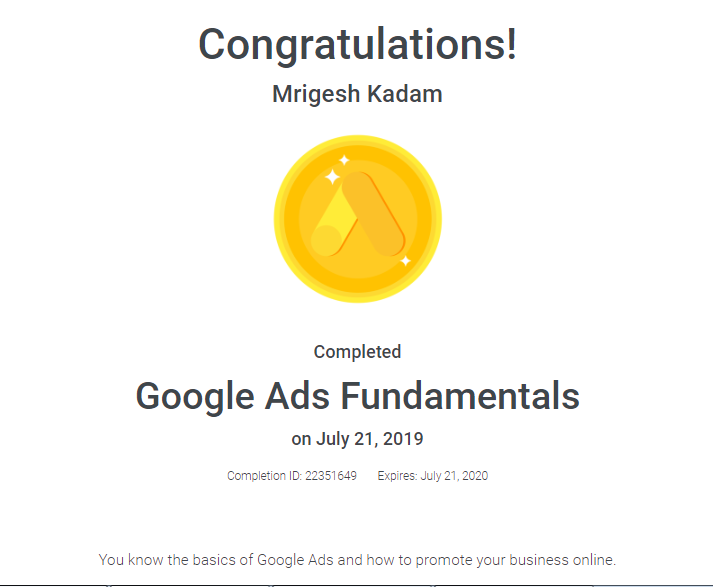 Mrigesh_Kadam's tweet photo. Finally Google Ads Fundamentals Certificate Achieved.

https://t.co/SmD1KDqtiF 

#GoogleAdsFundamentals #digitalmarketing #SEO https://t.co/XNK4PiUFDr