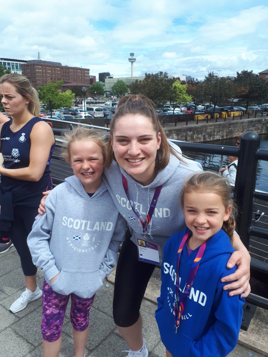 BruceAitchison's tweet photo. #BackingPurple
Maisie & Katy went to Liverpool to see @NetballWorldCup & met their @ScotThistles heroes!
Thank you @bethgoodwin47 @kellyboylex & @NiamhMccall
Enjoy the final, we're off to the Fan Zone! https://t.co/cZSjtKFPlN