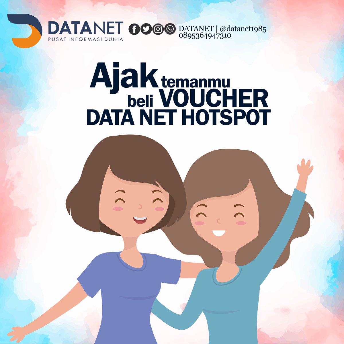 datanet1985's tweet image. yuk, ajakin temanmu beli voucher hotspot DATA NET... internetan unlimited sepuasnya tanpa batasan kuota lohh..
#datanet
#datanethome
#datanethotspot
#datanetkece
#network
#ngalahnesia