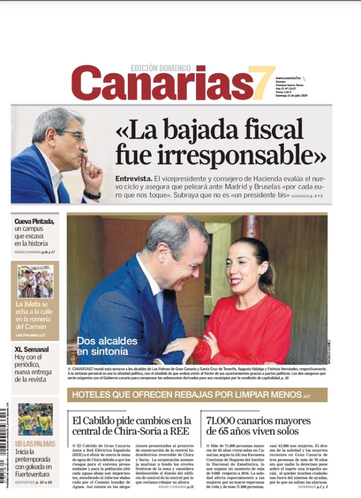 NuevaCanariasBC's tweet photo. ¡Buenos días! Hoy en @canarias7, #Entrevista al vicepresidente del Gobierno y consejero de Hacienda, @RomanRodWeb: "Detrás de este Gobierto está la mayoría de los canarios" 

#PactodeProgreso #CanariasconFuturo 

👉https://t.co/6DhwEUJkQW https://t.co/gtlazjLZ3a